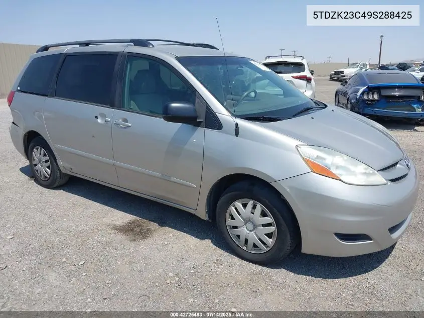 2009 Toyota Sienna Le VIN: 5TDZK23C49S288425 Lot: 42725483
