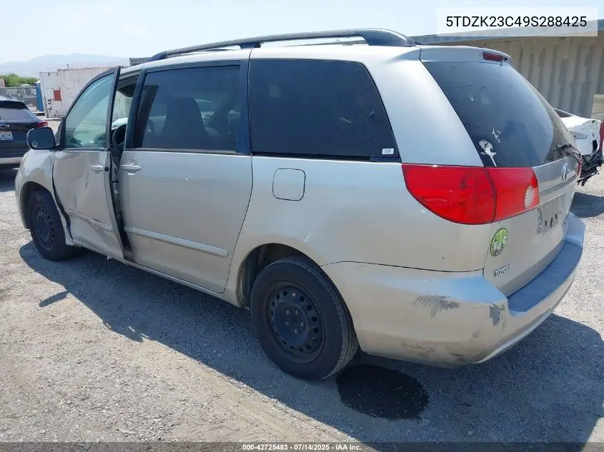 2009 Toyota Sienna Le VIN: 5TDZK23C49S288425 Lot: 42725483