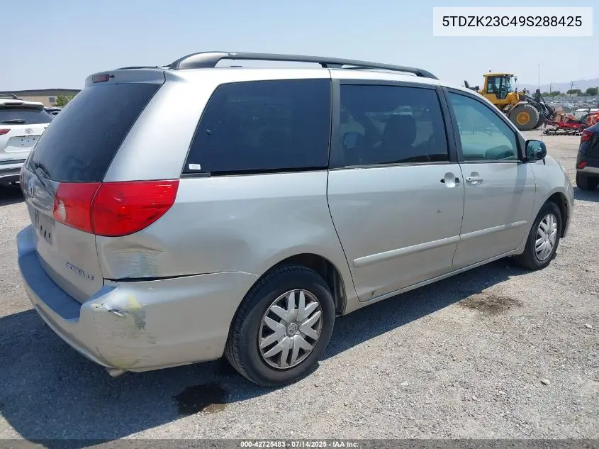 2009 Toyota Sienna Le VIN: 5TDZK23C49S288425 Lot: 42725483
