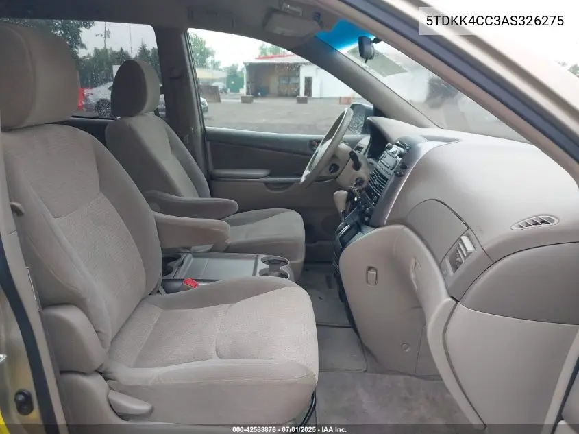 2010 Toyota Sienna Ce/Le VIN: 5TDKK4CC3AS326275 Lot: 42583876
