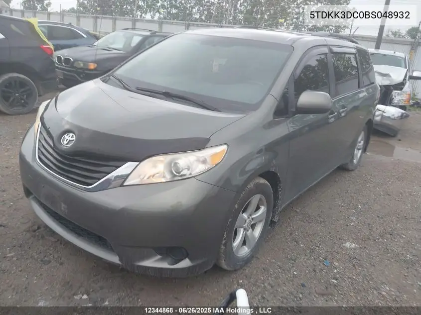 2011 Toyota Sienna Le 8 Passenger VIN: 5TDKK3DC0BS048932 Lot: 12344868