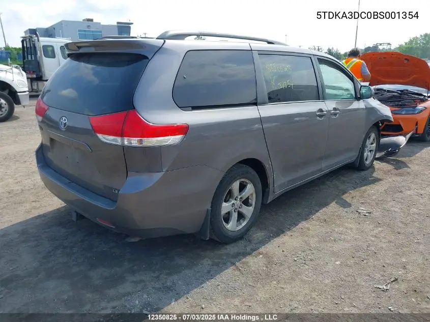 2011 Toyota Sienna Le 7 Passenger VIN: 5TDKA3DC0BS001354 Lot: 12350825