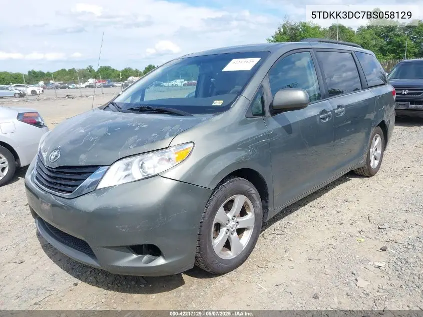2011 Toyota Sienna Le V6 VIN: 5TDKK3DC7BS058129 Lot: 42217129