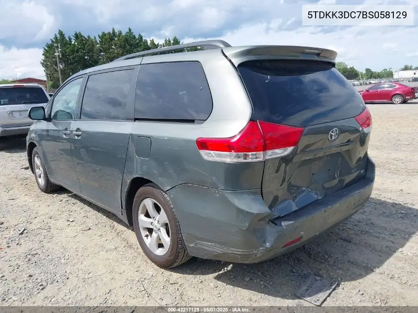 2011 Toyota Sienna Le V6 VIN: 5TDKK3DC7BS058129 Lot: 42217129