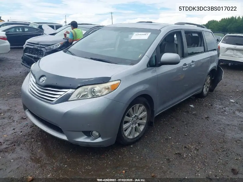 2011 Toyota Sienna Limited 7 Passenger VIN: 5TDDK3DC3BS017022 Lot: 42605983