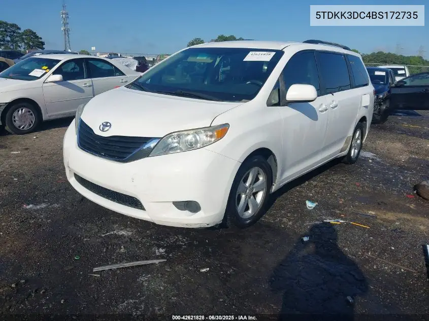 2011 Toyota Sienna Le VIN: 5TDKK3DC4BS172735 Lot: 42621828