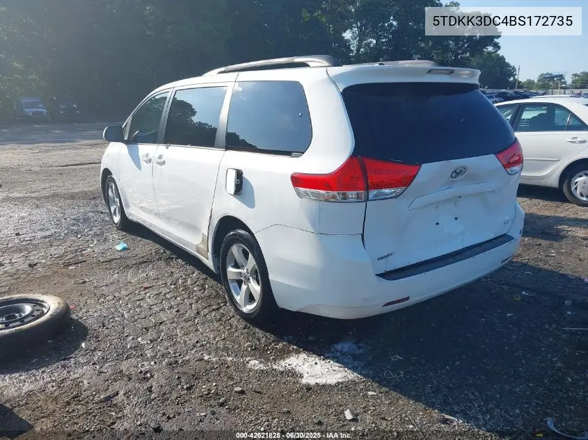 2011 Toyota Sienna Le VIN: 5TDKK3DC4BS172735 Lot: 42621828