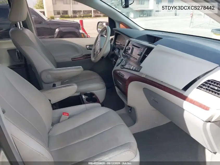 2012 Toyota Sienna Xle V6 8 Passenger VIN: 5TDYK3DCXCS278442 Lot: 42228620