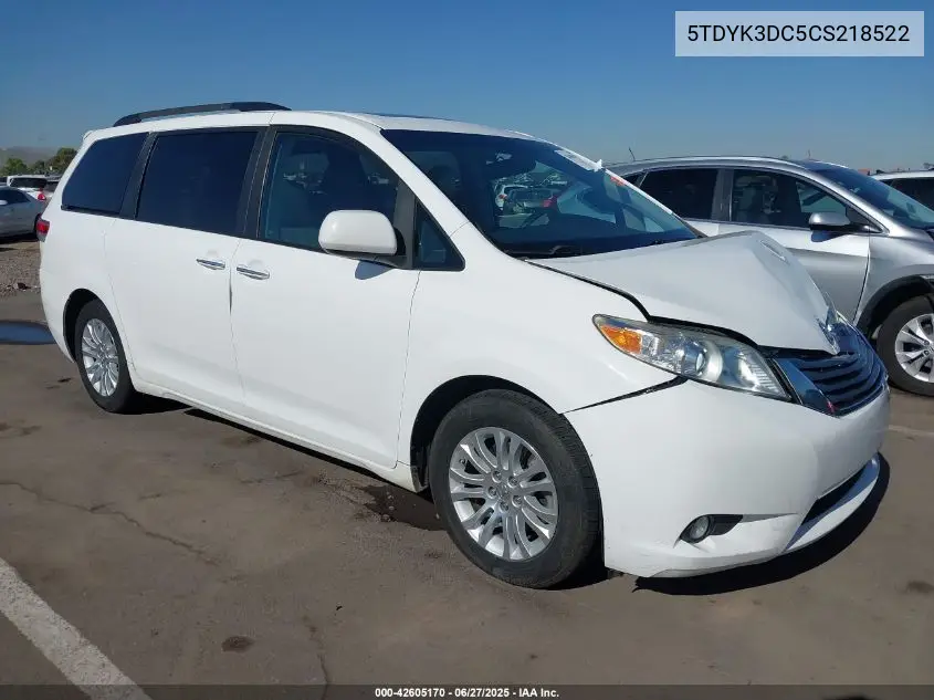 2012 Toyota Sienna Xle V6 8 Passenger VIN: 5TDYK3DC5CS218522 Lot: 42605170