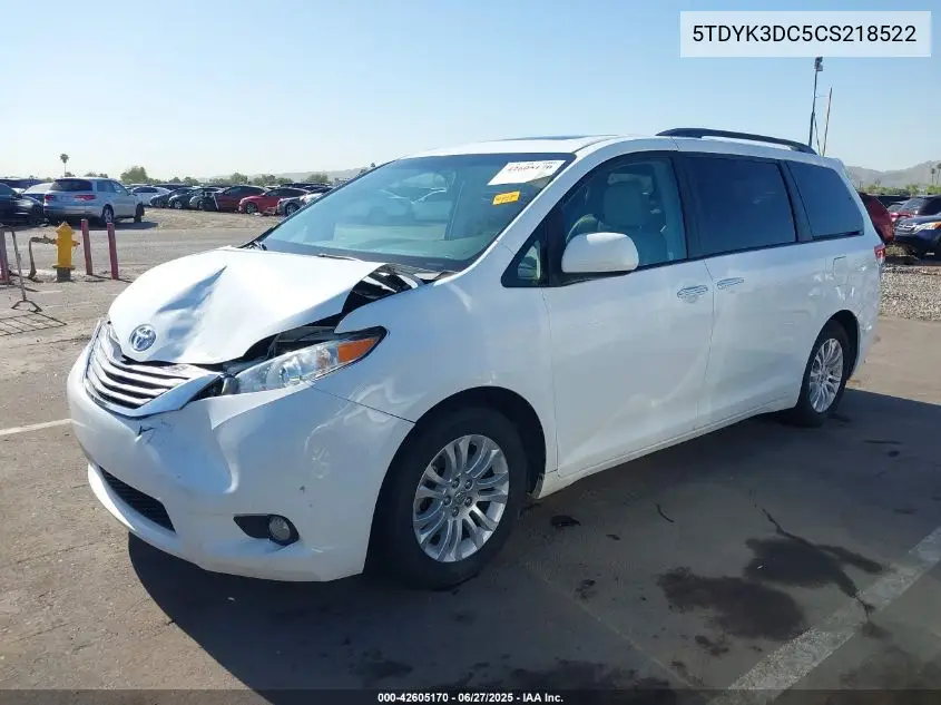 2012 Toyota Sienna Xle V6 8 Passenger VIN: 5TDYK3DC5CS218522 Lot: 42605170
