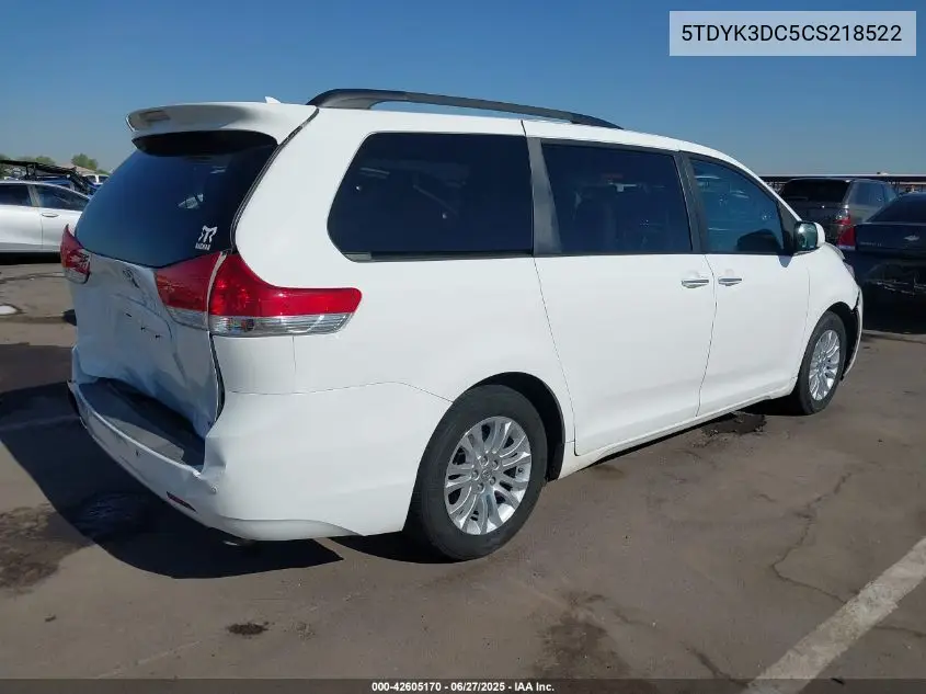 2012 Toyota Sienna Xle V6 8 Passenger VIN: 5TDYK3DC5CS218522 Lot: 42605170