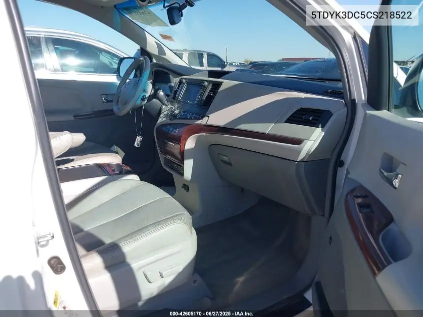 2012 Toyota Sienna Xle V6 8 Passenger VIN: 5TDYK3DC5CS218522 Lot: 42605170
