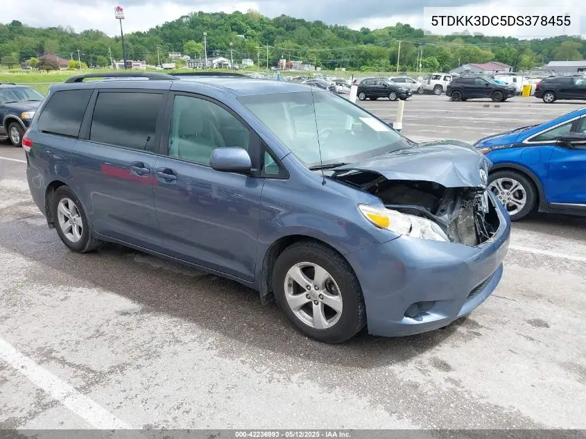 2013 Toyota Sienna Le V6 8 Passenger VIN: 5TDKK3DC5DS378455 Lot: 42236993