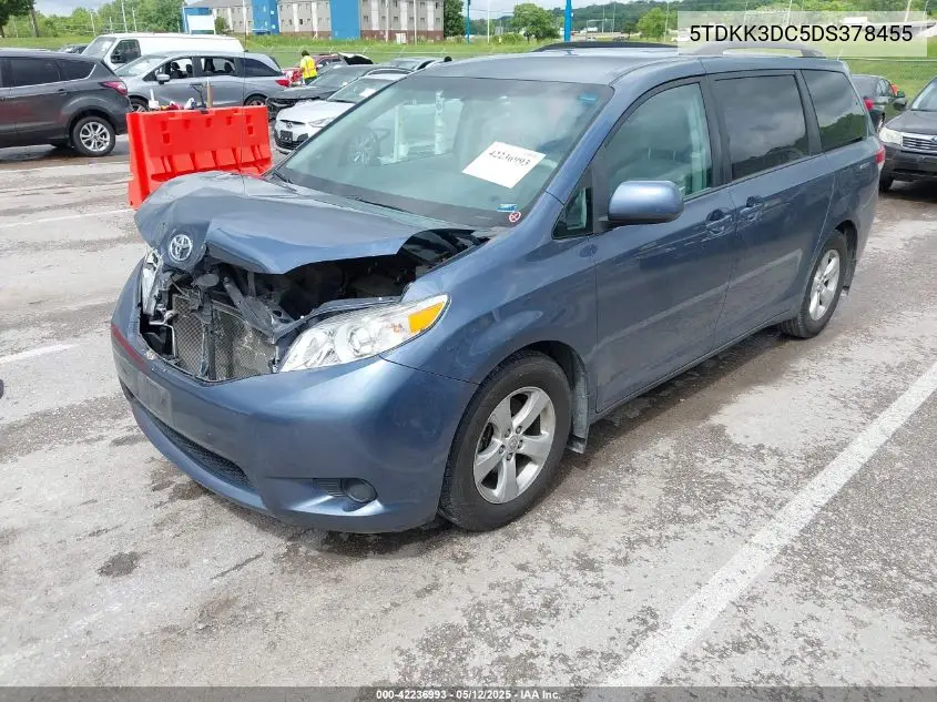 2013 Toyota Sienna Le V6 8 Passenger VIN: 5TDKK3DC5DS378455 Lot: 42236993