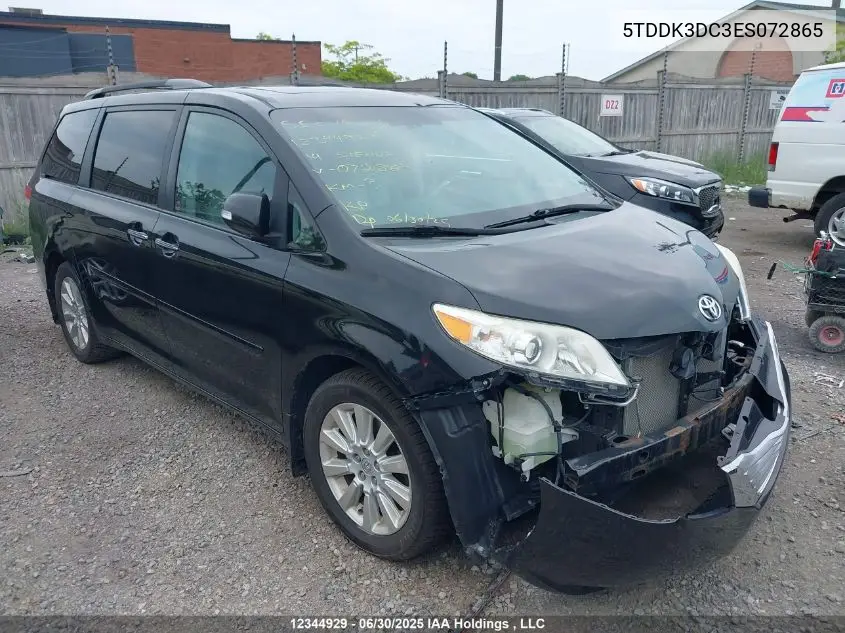 2014 Toyota Sienna Xle 7 Passenger VIN: 5TDDK3DC3ES072865 Lot: 12344929