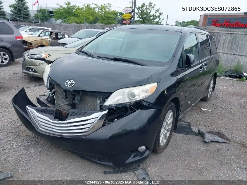 2014 Toyota Sienna Xle 7 Passenger VIN: 5TDDK3DC3ES072865 Lot: 12344929