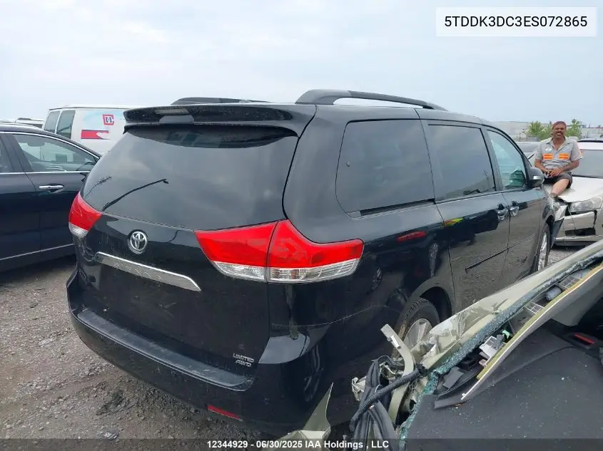 2014 Toyota Sienna Xle 7 Passenger VIN: 5TDDK3DC3ES072865 Lot: 12344929