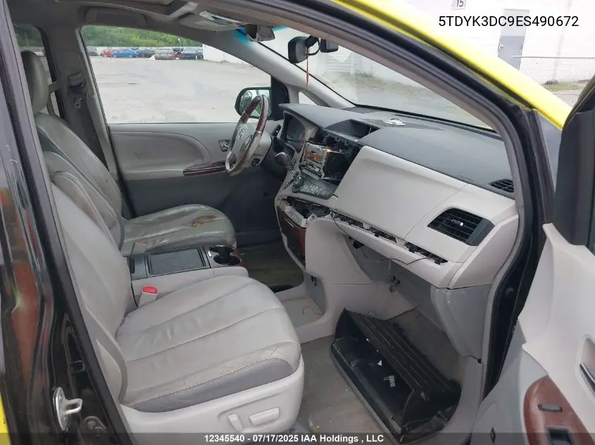 2014 Toyota Sienna Xle 7 Passenger VIN: 5TDYK3DC9ES490672 Lot: 12345540