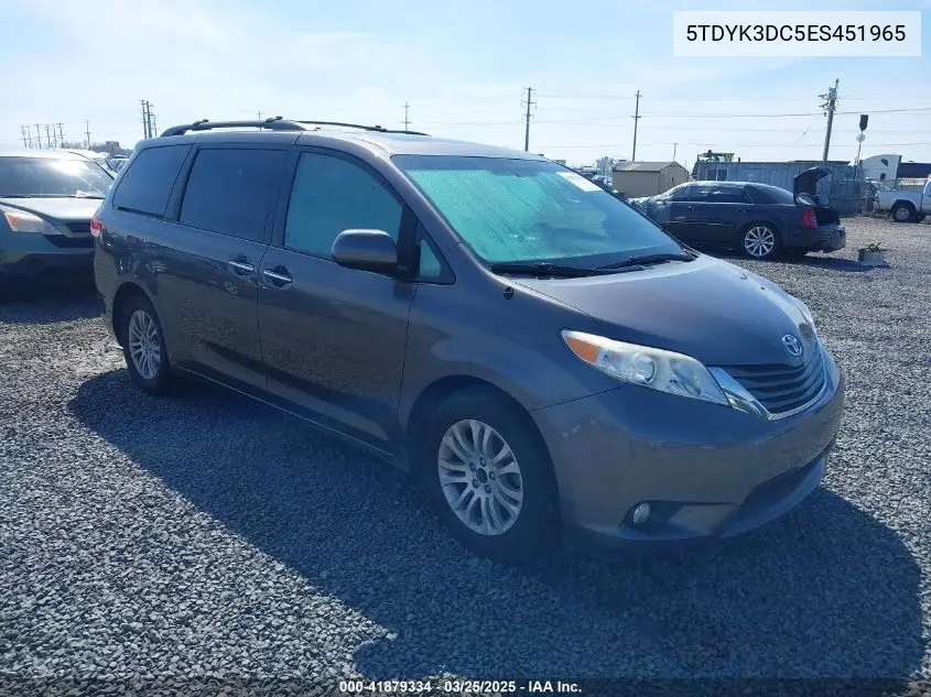 2014 Toyota Sienna Xle V6 8 Passenger VIN: 5TDYK3DC5ES451965 Lot: 41879334