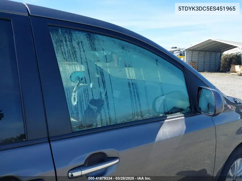2014 Toyota Sienna Xle V6 8 Passenger VIN: 5TDYK3DC5ES451965 Lot: 41879334