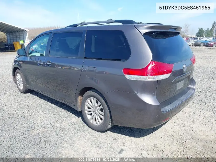 2014 Toyota Sienna Xle V6 8 Passenger VIN: 5TDYK3DC5ES451965 Lot: 41879334