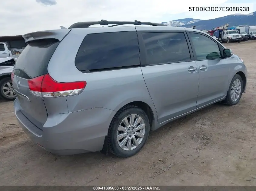 2014 Toyota Sienna Limited 7 Passenger VIN: 5TDDK3DC7ES088938 Lot: 41885658