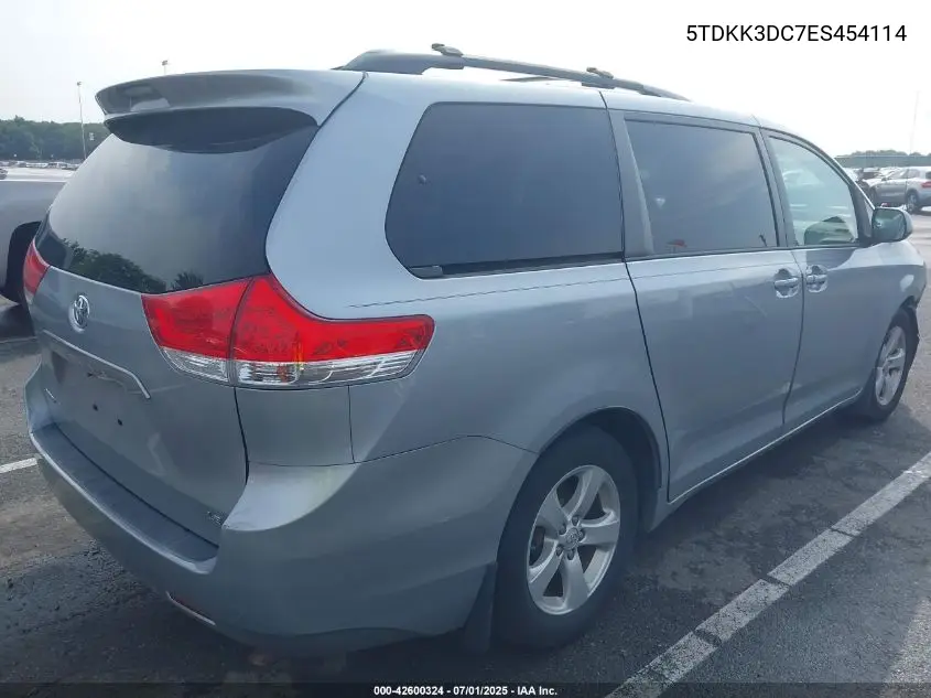 2014 Toyota Sienna Le V6 8 Passenger VIN: 5TDKK3DC7ES454114 Lot: 42600324