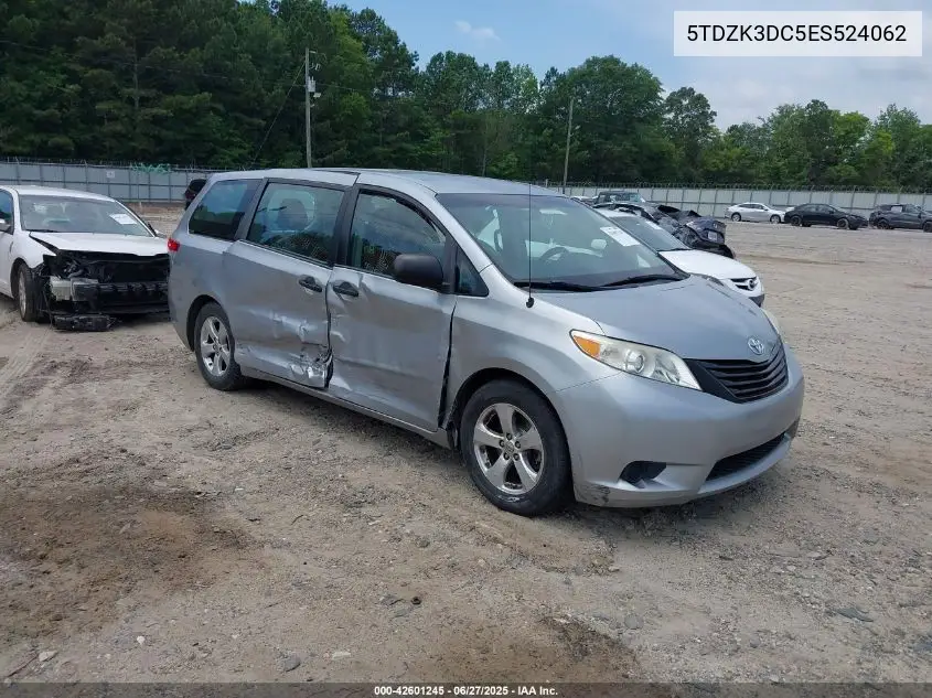 2014 Toyota Sienna L V6 7 Passenger VIN: 5TDZK3DC5ES524062 Lot: 42601245