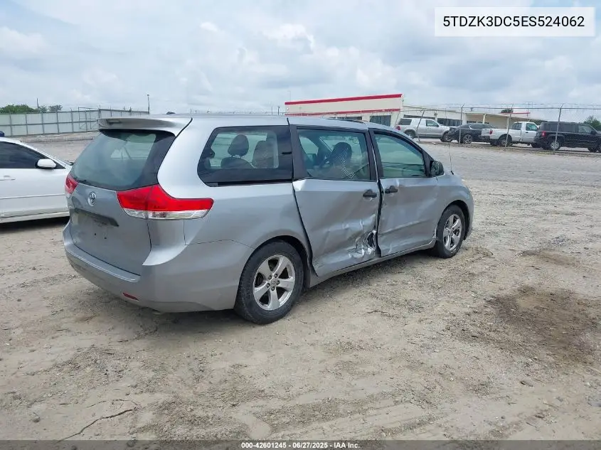 2014 Toyota Sienna L V6 7 Passenger VIN: 5TDZK3DC5ES524062 Lot: 42601245