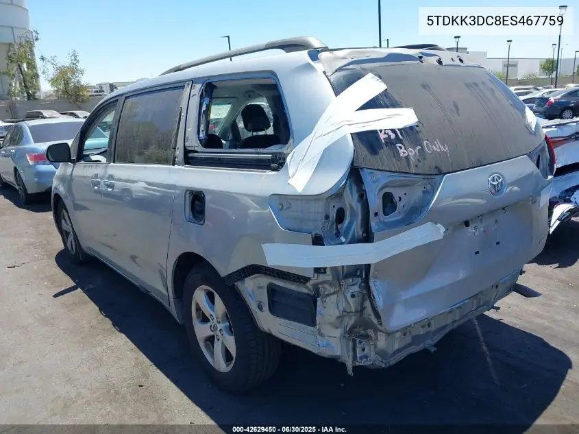 2014 Toyota Sienna Le VIN: 5TDKK3DC8ES467759 Lot: 42629450