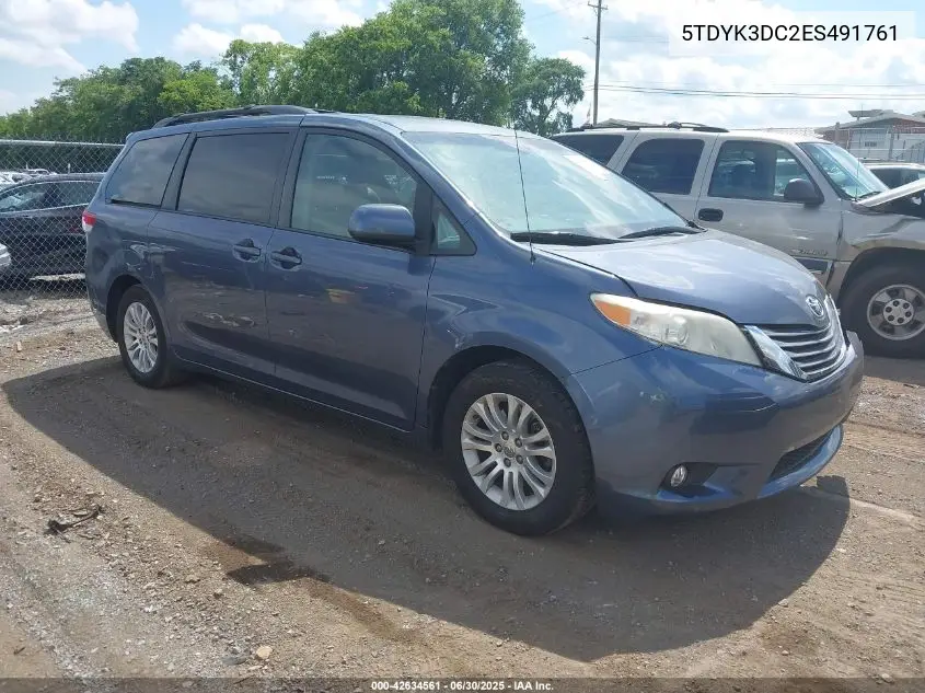 2014 Toyota Sienna Xle V6 8 Passenger VIN: 5TDYK3DC2ES491761 Lot: 42634561