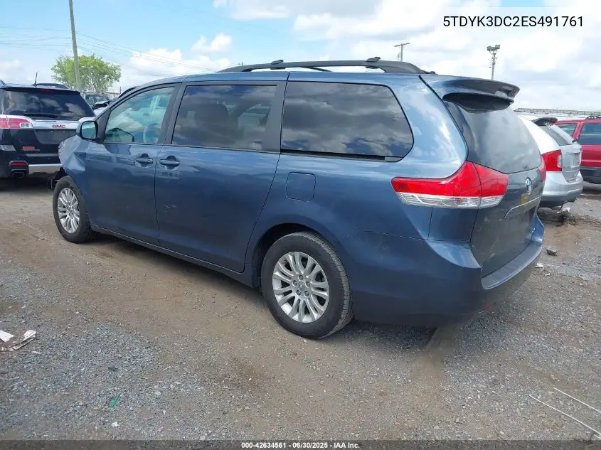 2014 Toyota Sienna Xle V6 8 Passenger VIN: 5TDYK3DC2ES491761 Lot: 42634561