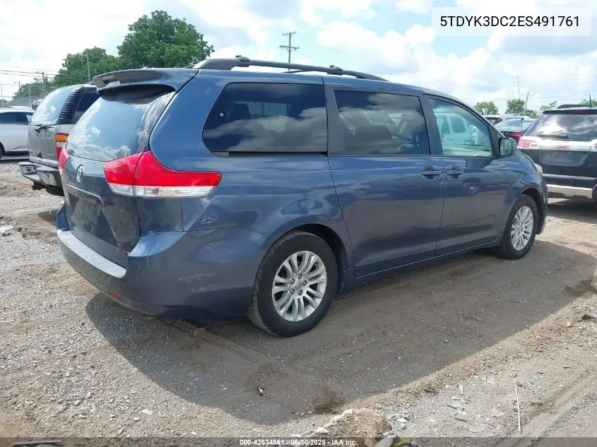 2014 Toyota Sienna Xle V6 8 Passenger VIN: 5TDYK3DC2ES491761 Lot: 42634561