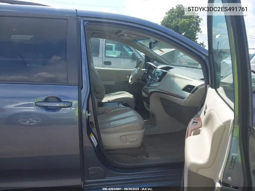 2014 Toyota Sienna Xle V6 8 Passenger VIN: 5TDYK3DC2ES491761 Lot: 42634561