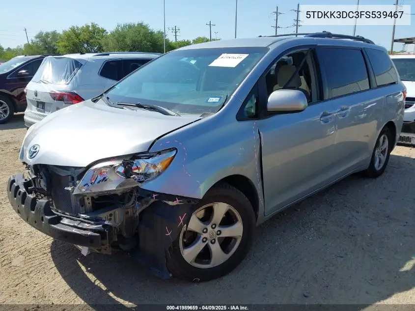 2015 Toyota Sienna Le 8 Passenger VIN: 5TDKK3DC3FS539467 Lot: 41989659