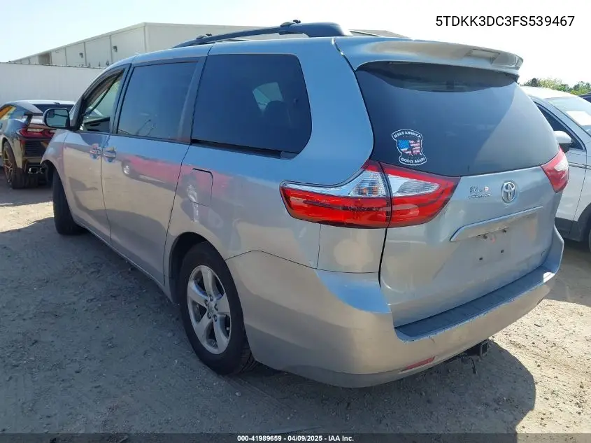 2015 Toyota Sienna Le 8 Passenger VIN: 5TDKK3DC3FS539467 Lot: 41989659