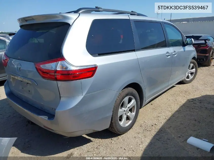 2015 Toyota Sienna Le 8 Passenger VIN: 5TDKK3DC3FS539467 Lot: 41989659