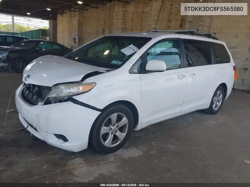 2015 Toyota Sienna Le 8 Passenger VIN: 5TDKK3DC8FS565580 Lot: 42242886