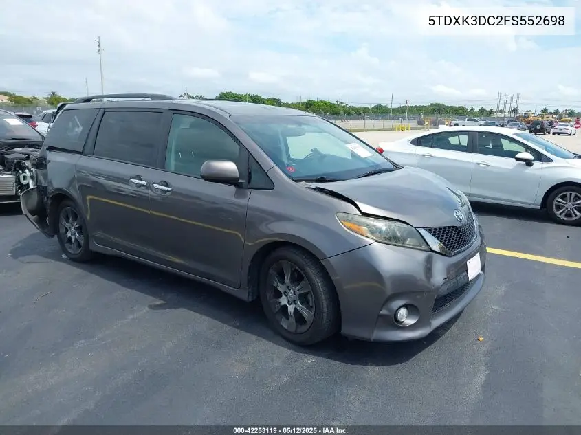 2015 Toyota Sienna Se 8 Passenger VIN: 5TDXK3DC2FS552698 Lot: 42253119