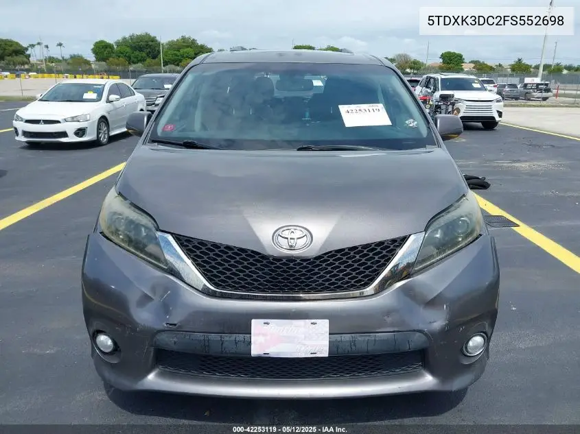 2015 Toyota Sienna Se 8 Passenger VIN: 5TDXK3DC2FS552698 Lot: 42253119