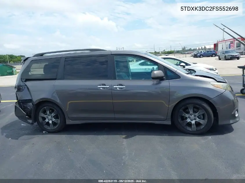 2015 Toyota Sienna Se 8 Passenger VIN: 5TDXK3DC2FS552698 Lot: 42253119