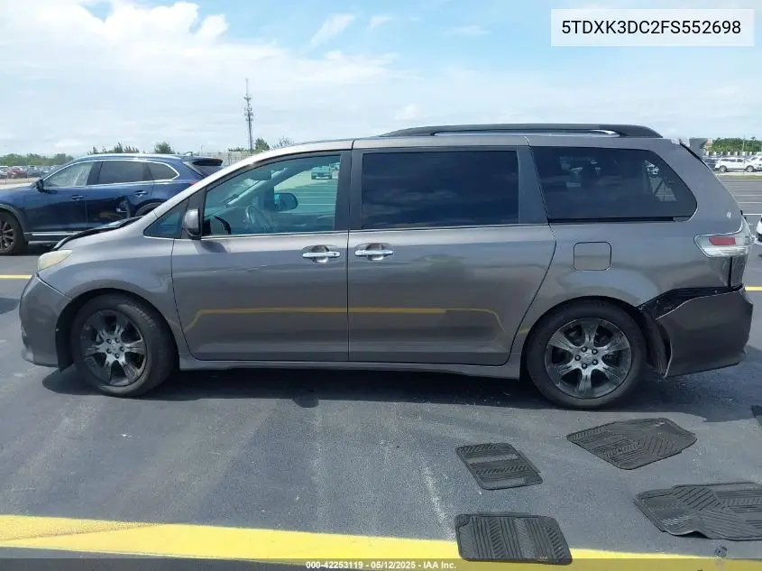 2015 Toyota Sienna Se 8 Passenger VIN: 5TDXK3DC2FS552698 Lot: 42253119