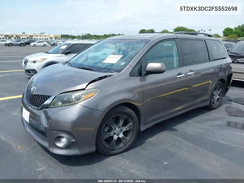 2015 Toyota Sienna Se 8 Passenger VIN: 5TDXK3DC2FS552698 Lot: 42253119