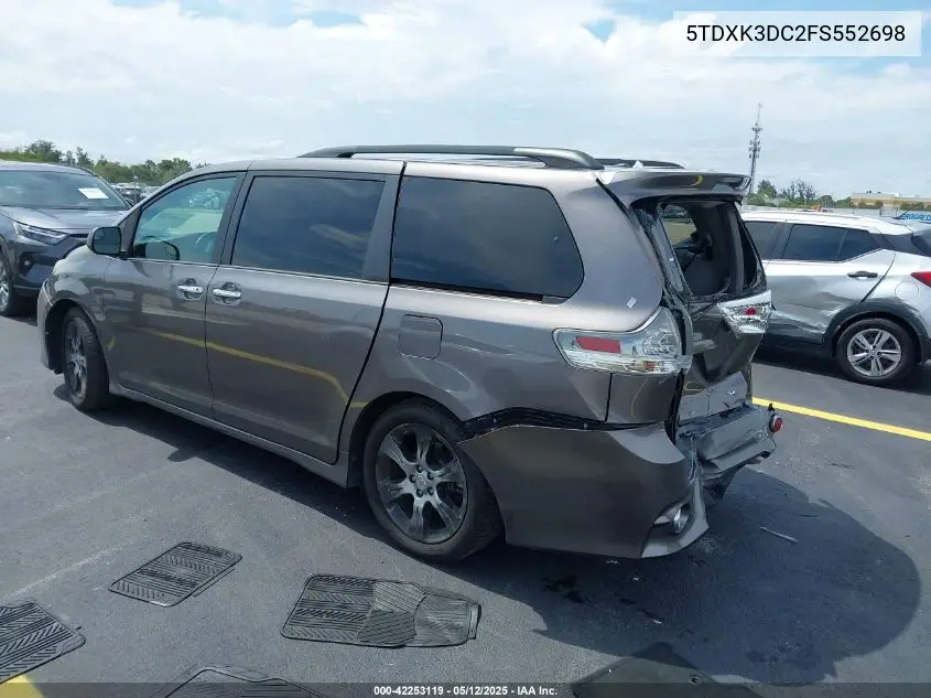 2015 Toyota Sienna Se 8 Passenger VIN: 5TDXK3DC2FS552698 Lot: 42253119