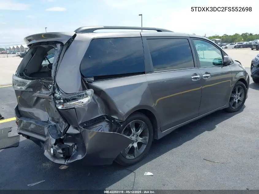 2015 Toyota Sienna Se 8 Passenger VIN: 5TDXK3DC2FS552698 Lot: 42253119
