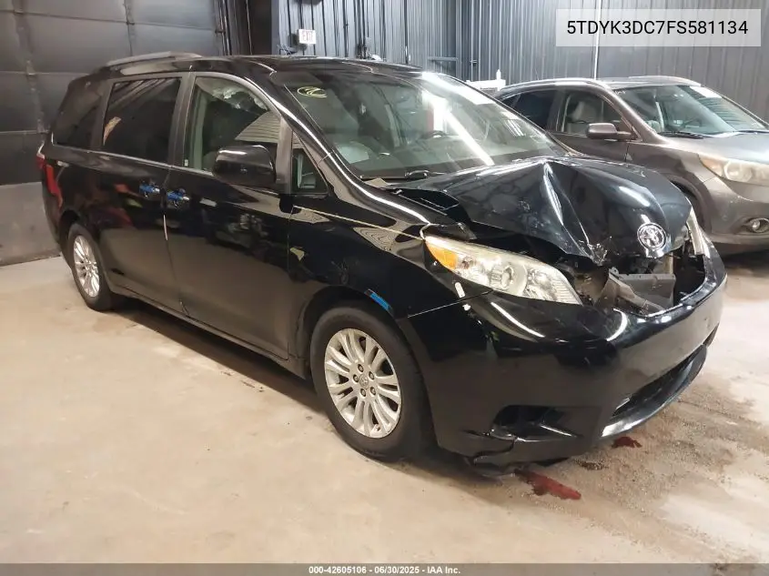 2015 Toyota Sienna Xle 8 Passenger VIN: 5TDYK3DC7FS581134 Lot: 42605106