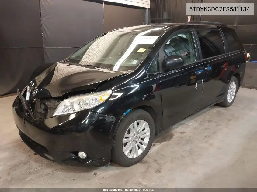 2015 Toyota Sienna Xle 8 Passenger VIN: 5TDYK3DC7FS581134 Lot: 42605106