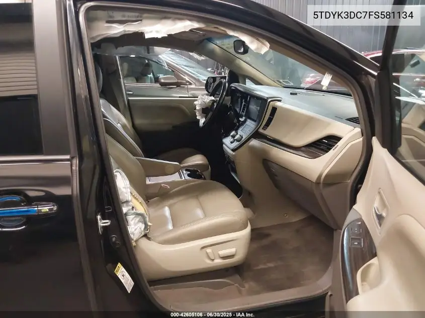2015 Toyota Sienna Xle 8 Passenger VIN: 5TDYK3DC7FS581134 Lot: 42605106