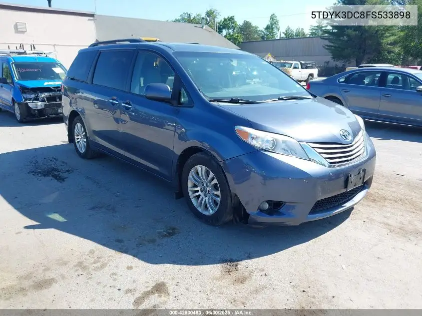 2015 Toyota Sienna Xle Premium 8 Passenger VIN: 5TDYK3DC8FS533898 Lot: 42630483