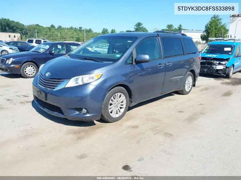 2015 Toyota Sienna Xle Premium 8 Passenger VIN: 5TDYK3DC8FS533898 Lot: 42630483